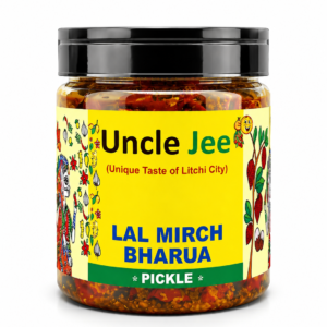Home UncleJee Store Lal Mirchi Bharwa Pickle 500g Homemade Indian Stuffed Red Chilli Achar
